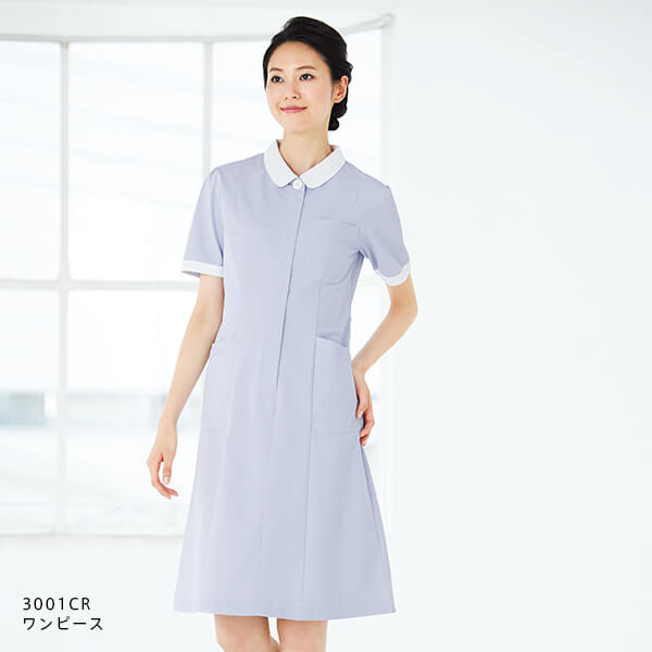 3001cr ワンピース 医療用白衣 介護ユニフォーム 事務服のフォーク株式会社
