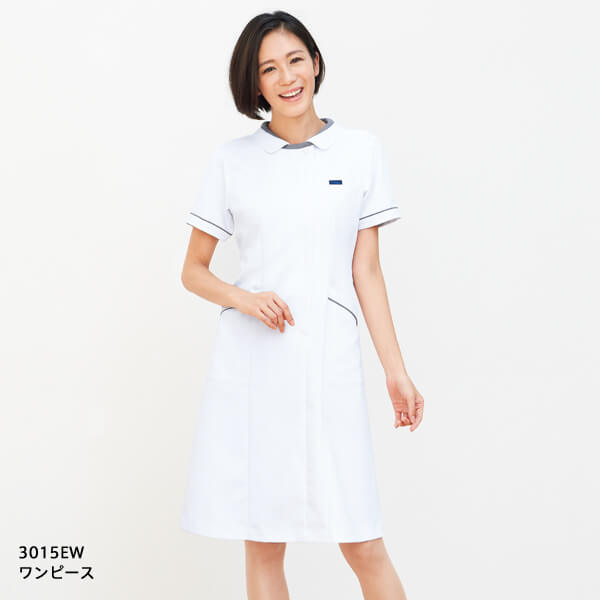 3015ew ワンピース 医療用白衣 介護ユニフォーム 事務服のフォーク株式会社