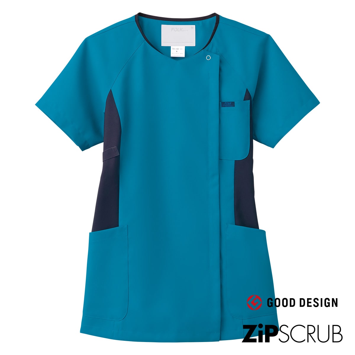 7014sc レディスジップスクラブ 医療用白衣 介護ユニフォーム 事務服のフォーク株式会社