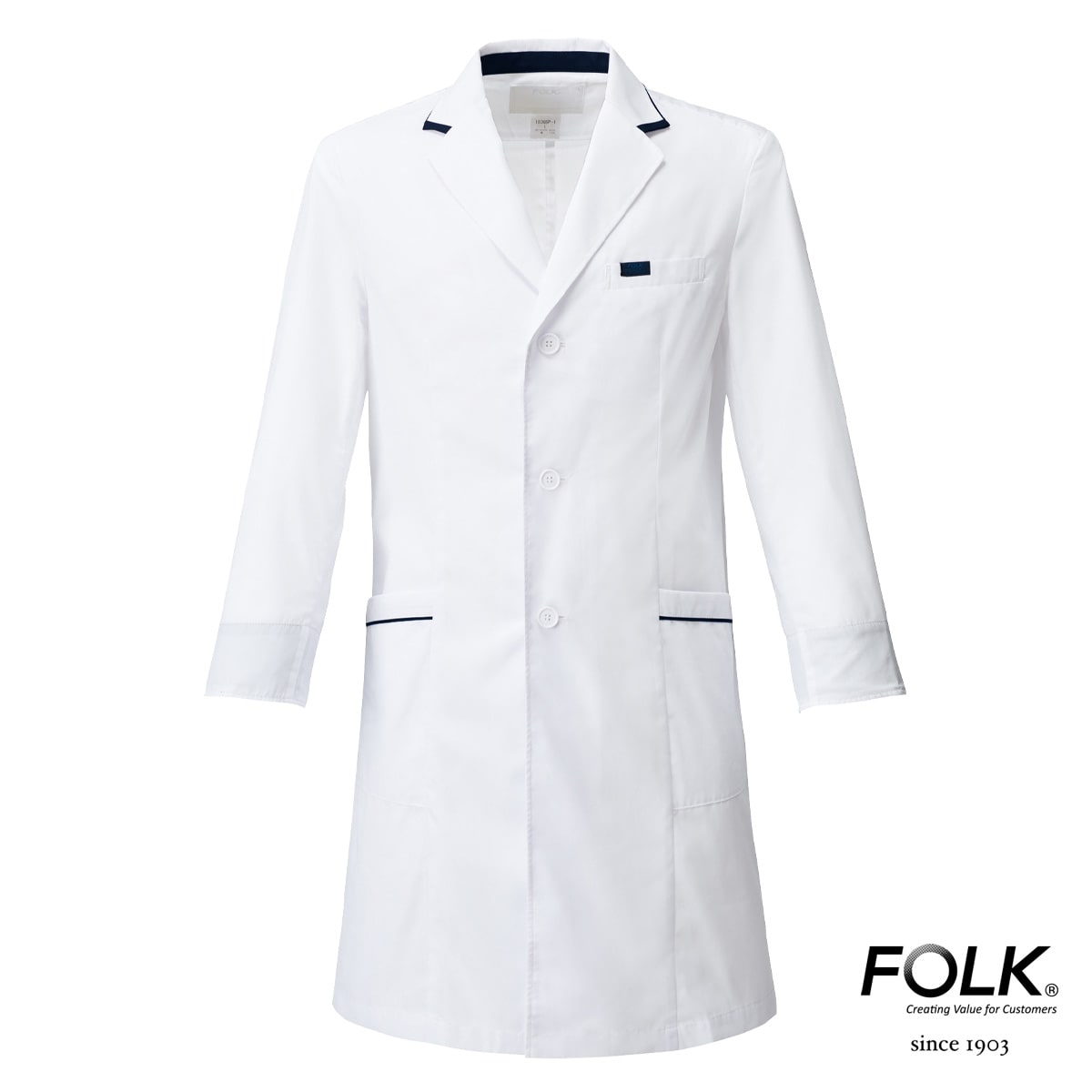 FOLK フォーク　2537SG-1　ドクターコート　高級レディースコート　ホワイト医療ユニホーム 白衣 メディカルウェア