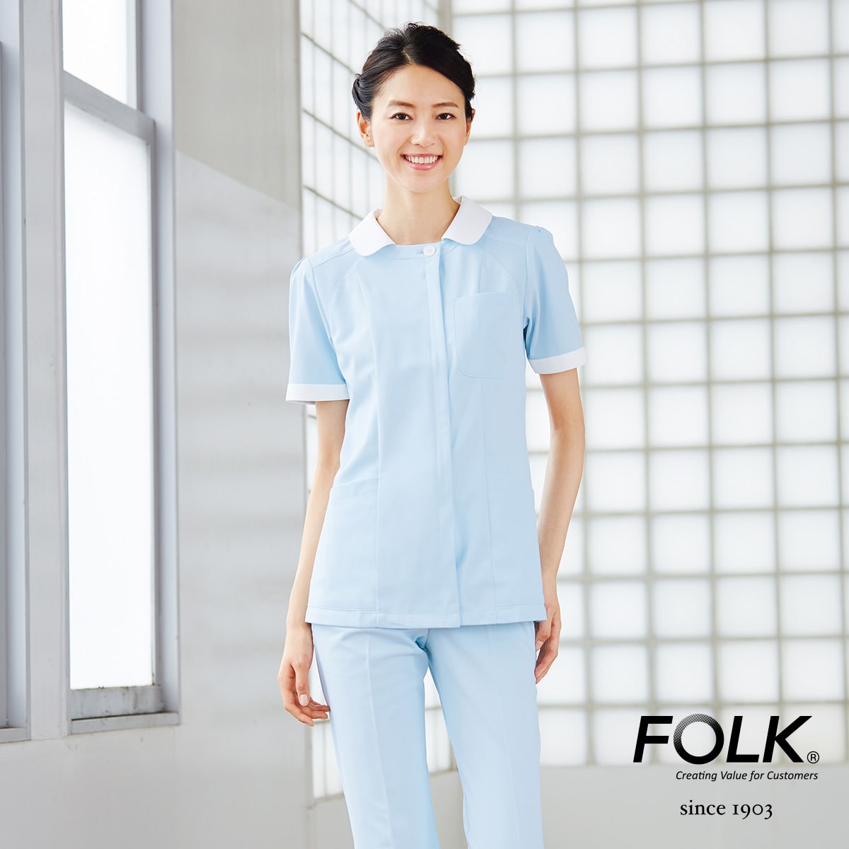 割り引き 医療 介護 看護 制服 FOLK フォーク Wacoal ワコール<BR>レディススクラブ HI703