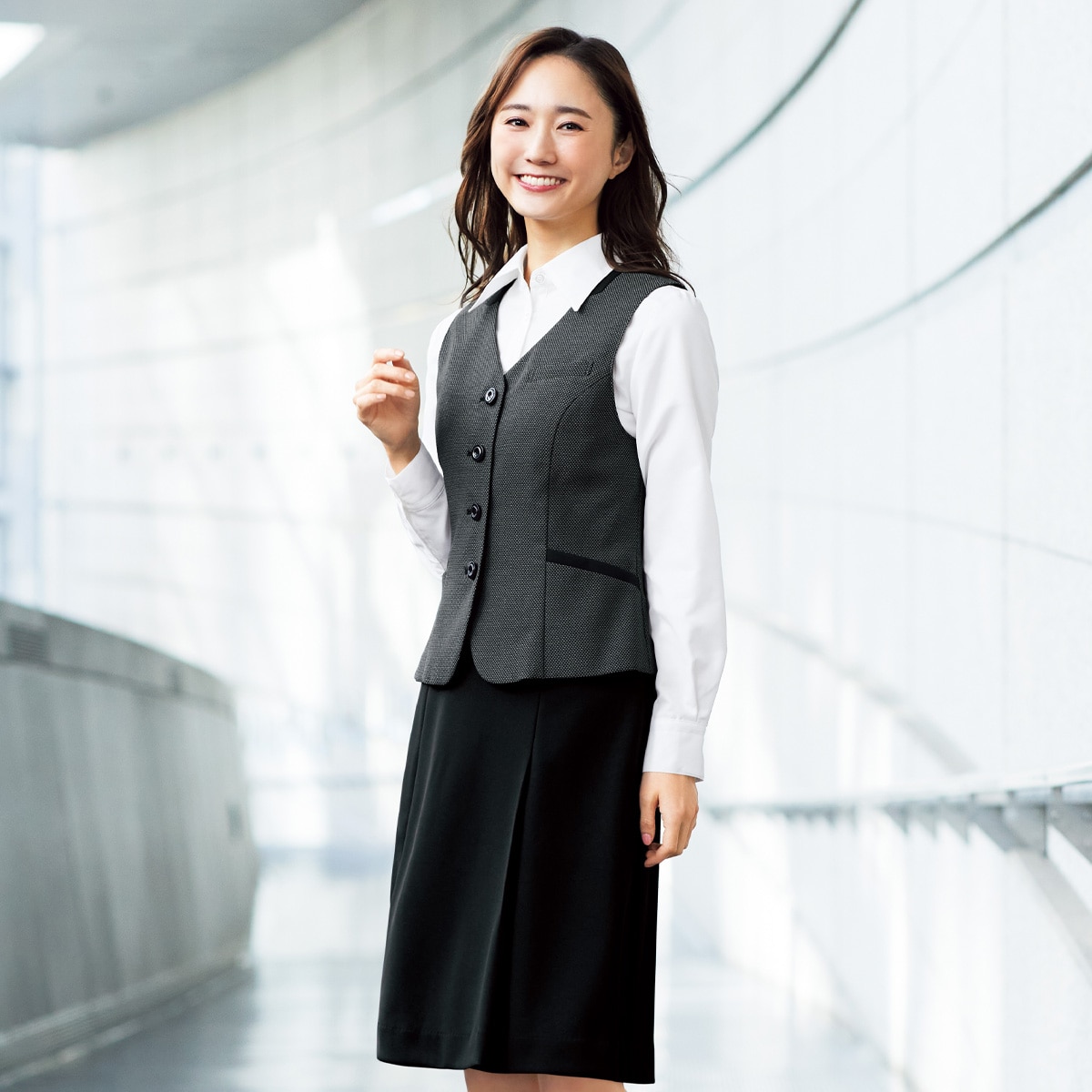 美品 事務服 制服 オフィスウェア ベスト スカート Folk 13号