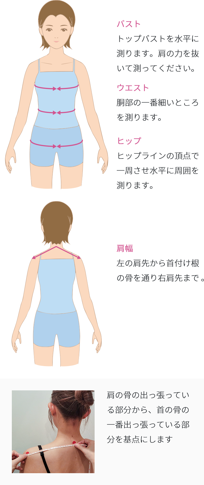 ヌード寸法の測り方 バスト ウエスト ヒップ